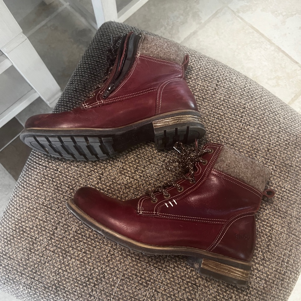 Taos Footwear Burgundy and Brown Ankle Boots